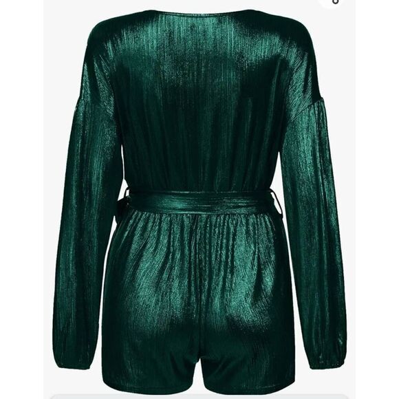 YOINS EMERALD METALLIC ROMPER - Picture 6 of 9